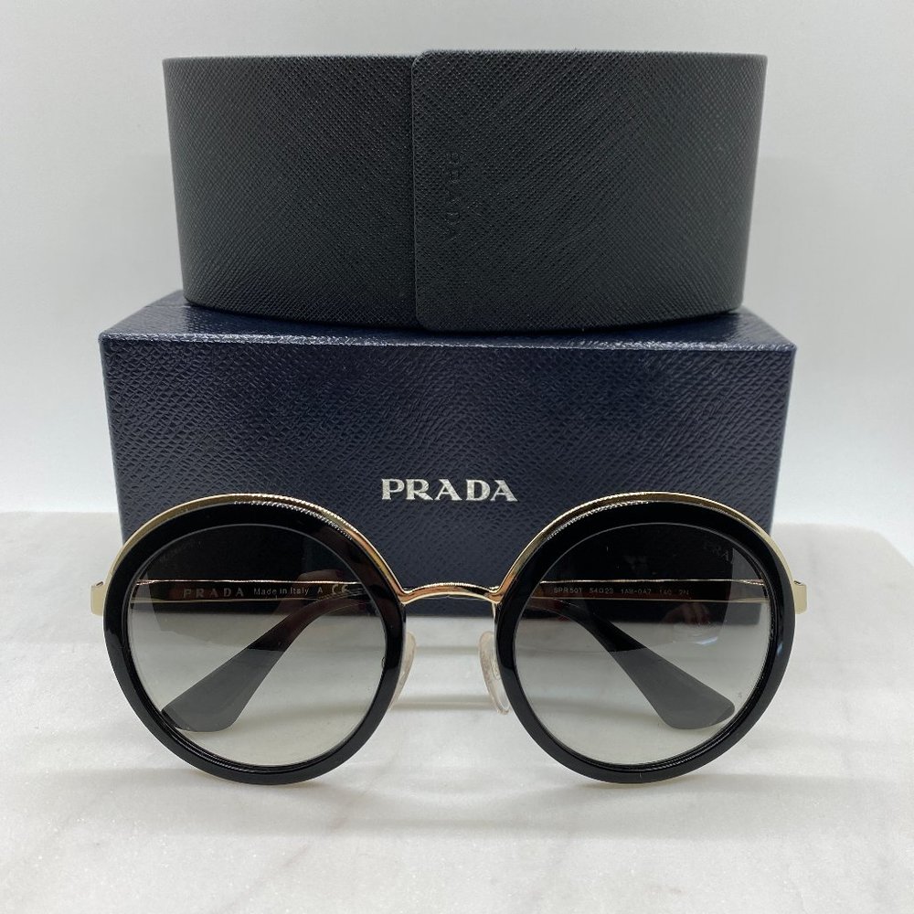 Prada Black SPR 50T Round Sunglasses
